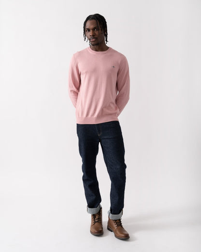 GANT Mens Classic Cotton Crew Neck Jumper - 674 Dusty Pink