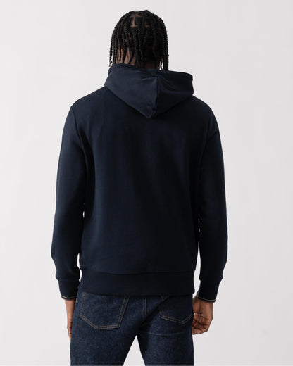 Fred Perry Mens Tipped Hooded Sweatshirt - Navy/Laurel Wreath Green/Carrington Road Brick W65