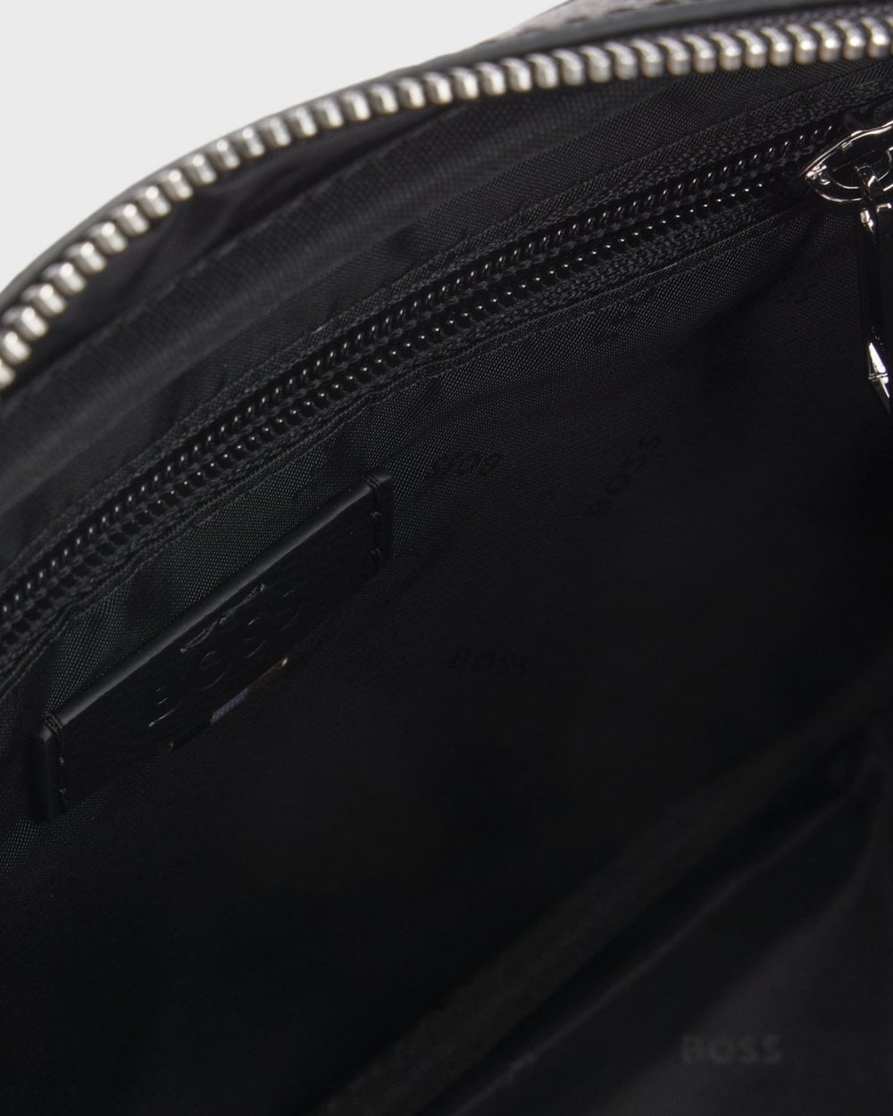 BOSS Orange Zair Mens Faux-Leather Washbag with Monogram-Print Front Pocket 