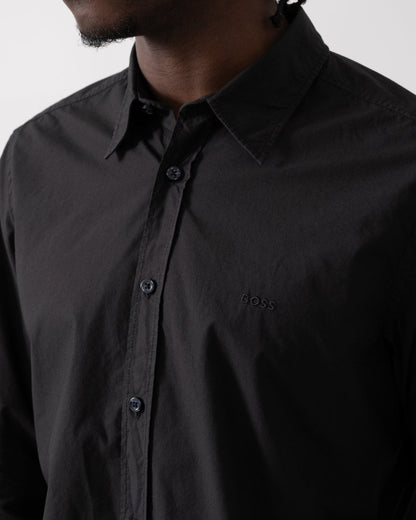 BOSS Orange Relegant 6 Mens Regular-Fit Shirt in Cotton Poplin with Kent Collar - Black 001