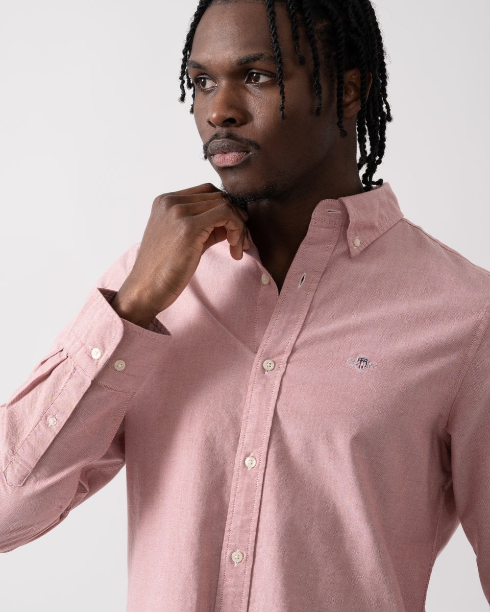 GANT Mens Slim Fit Long Sleeve Oxford Shirt - 612 Iron Red