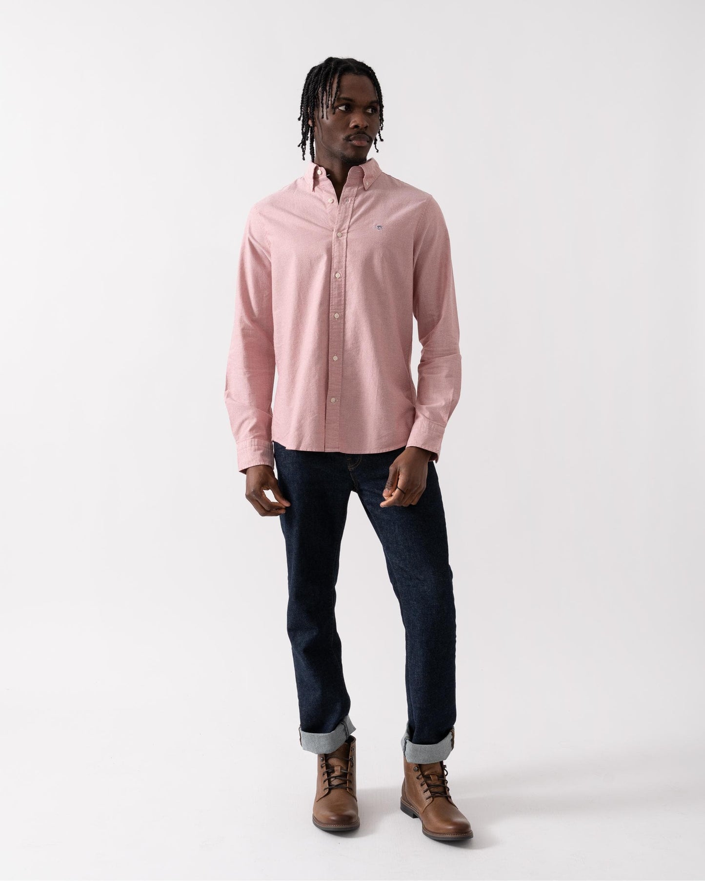 GANT Mens Slim Fit Long Sleeve Oxford Shirt - 612 Iron Red