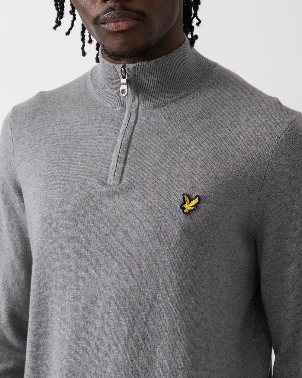 Lyle & Scott Cotton Merino Mens Quarter Zip Jumper - T28 Mid Grey Marl
