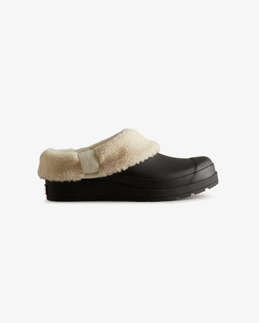 Hunter Play Womens Shearling Insulated Clog - Black