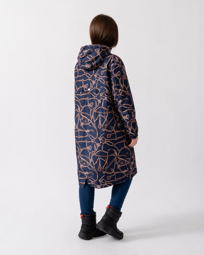 Joules Holkham Womens Packable Printed Raincoat - Navy Bridle