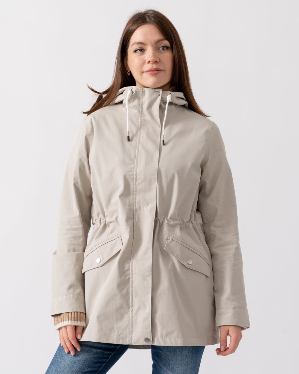Joules Portwell Womens Raincoat - Neutral - CHO - Designer Womens Rain Coats