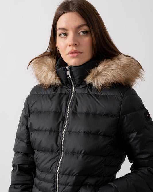 Tommy Hilfiger Tyra Down Faux Fur Womens Jacket - Black