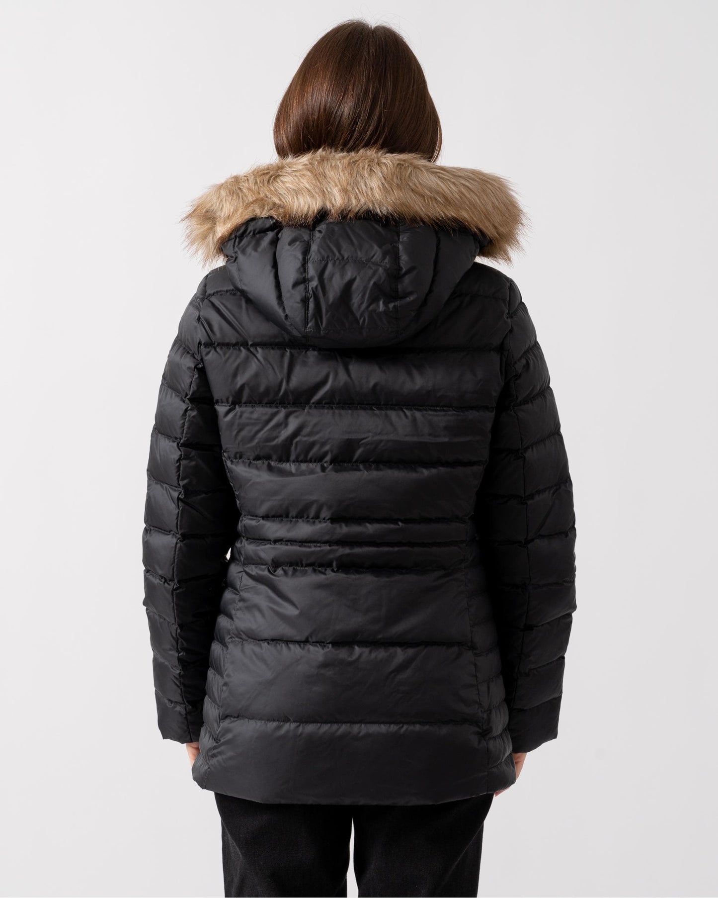Tommy Hilfiger Tyra Down Faux Fur Womens Jacket - Black