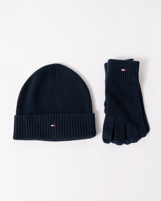 Tommy Hilfiger Flag Mens Pima Cotton Beanie & Scarf Gift Set