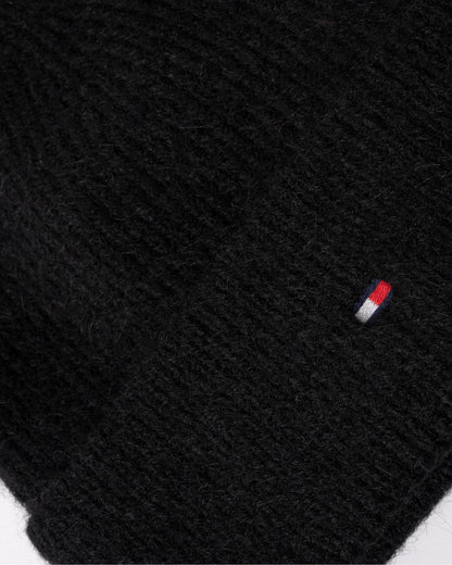 Tommy Hilfiger Essential Flag Fuzzy Womens Beanie & Scarf Gift Set - Black