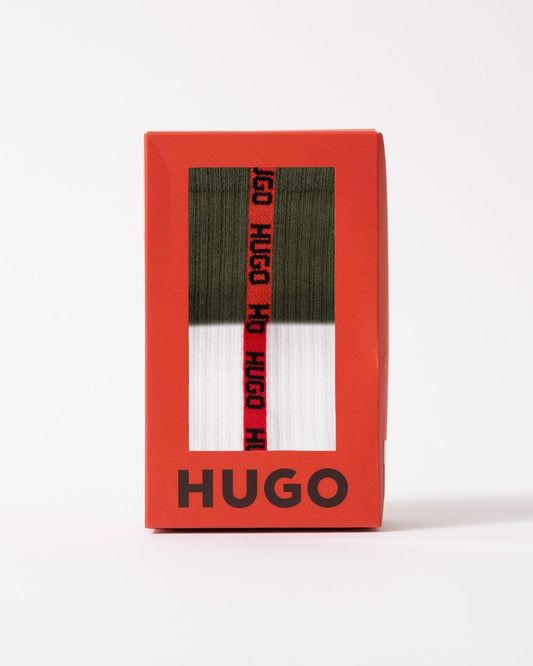 HUGO HUGO Mens 2-Pack Quarter Length Logo Tape Socks Gift Set