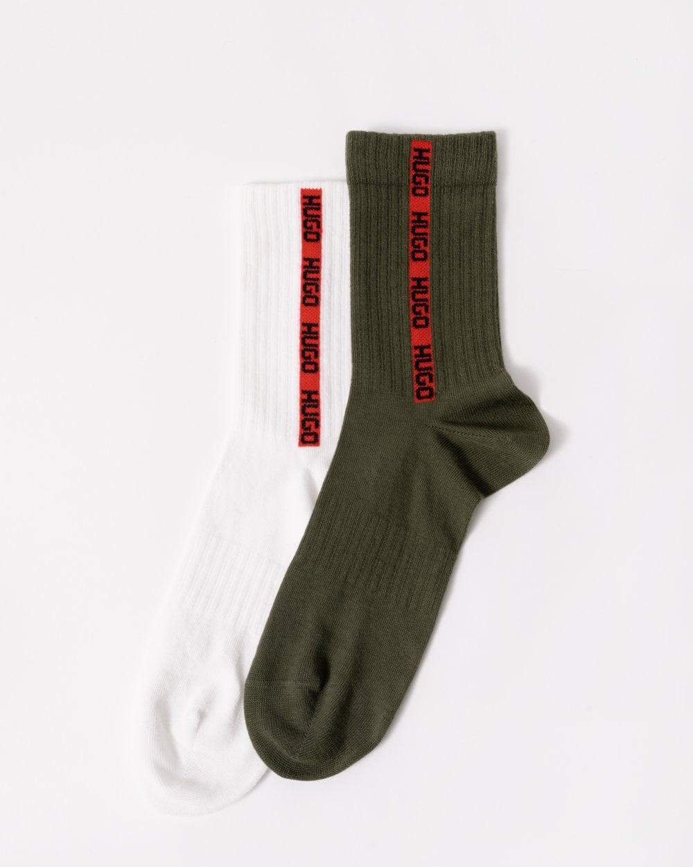 HUGO HUGO Mens 2-Pack Quarter Length Logo Tape Socks Gift Set