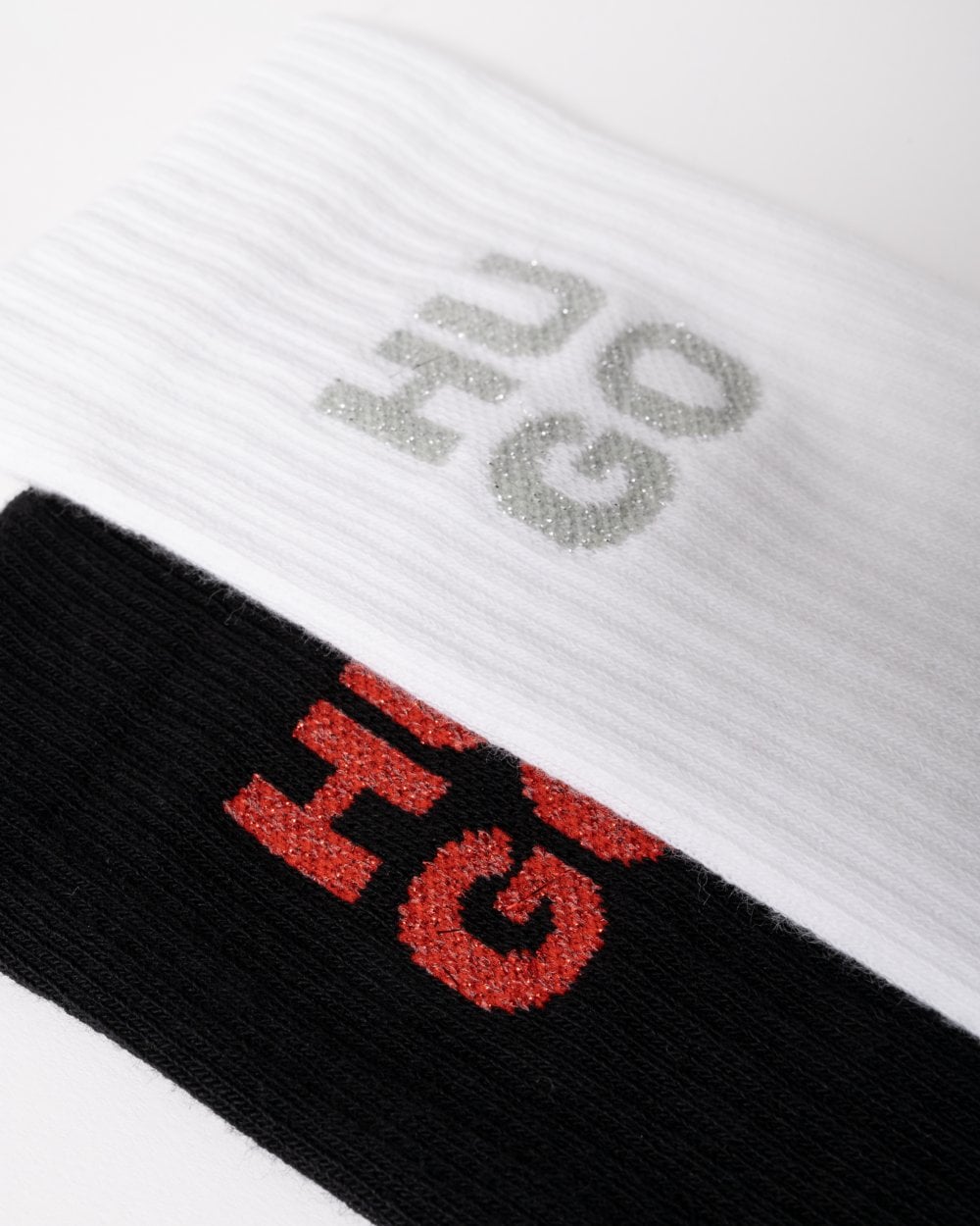 HUGO HUGO Lurex Mens 2-Pack Quarter Length Stacked Logo Socks Gift Set
