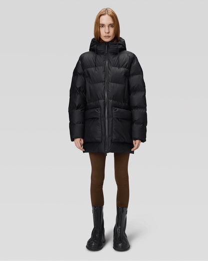 Rains Alta Long Puffer Cargo Jacket - 01 Black