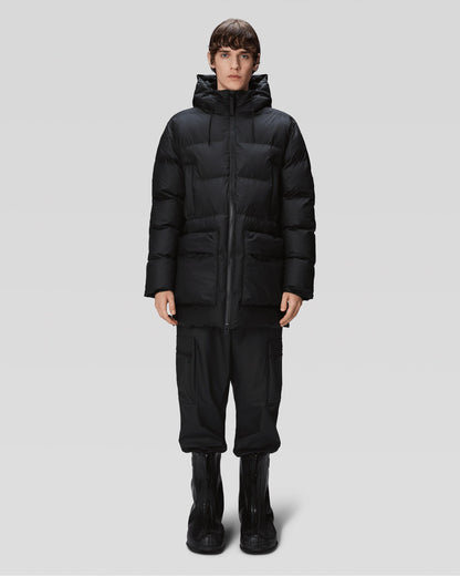 Rains Alta Long Puffer Cargo Jacket - 01 Black