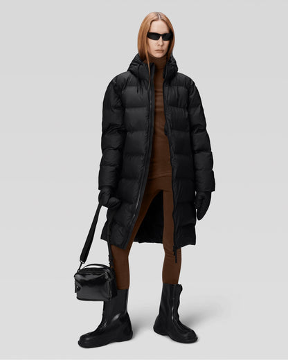 Rains Alta Long Unisex Puffer Jacket - 01 Black