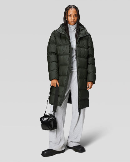Rains Alta Long Unisex Puffer Jacket - 03 Green