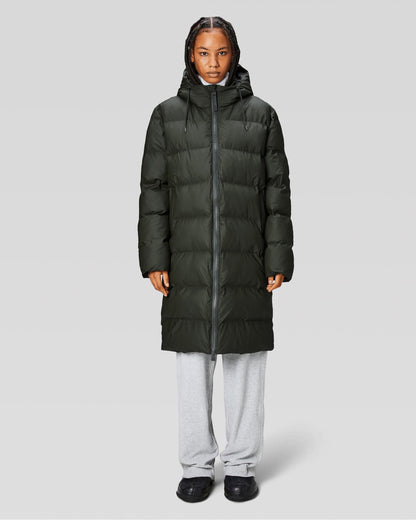 Rains Alta Long Unisex Puffer Jacket - 03 Green
