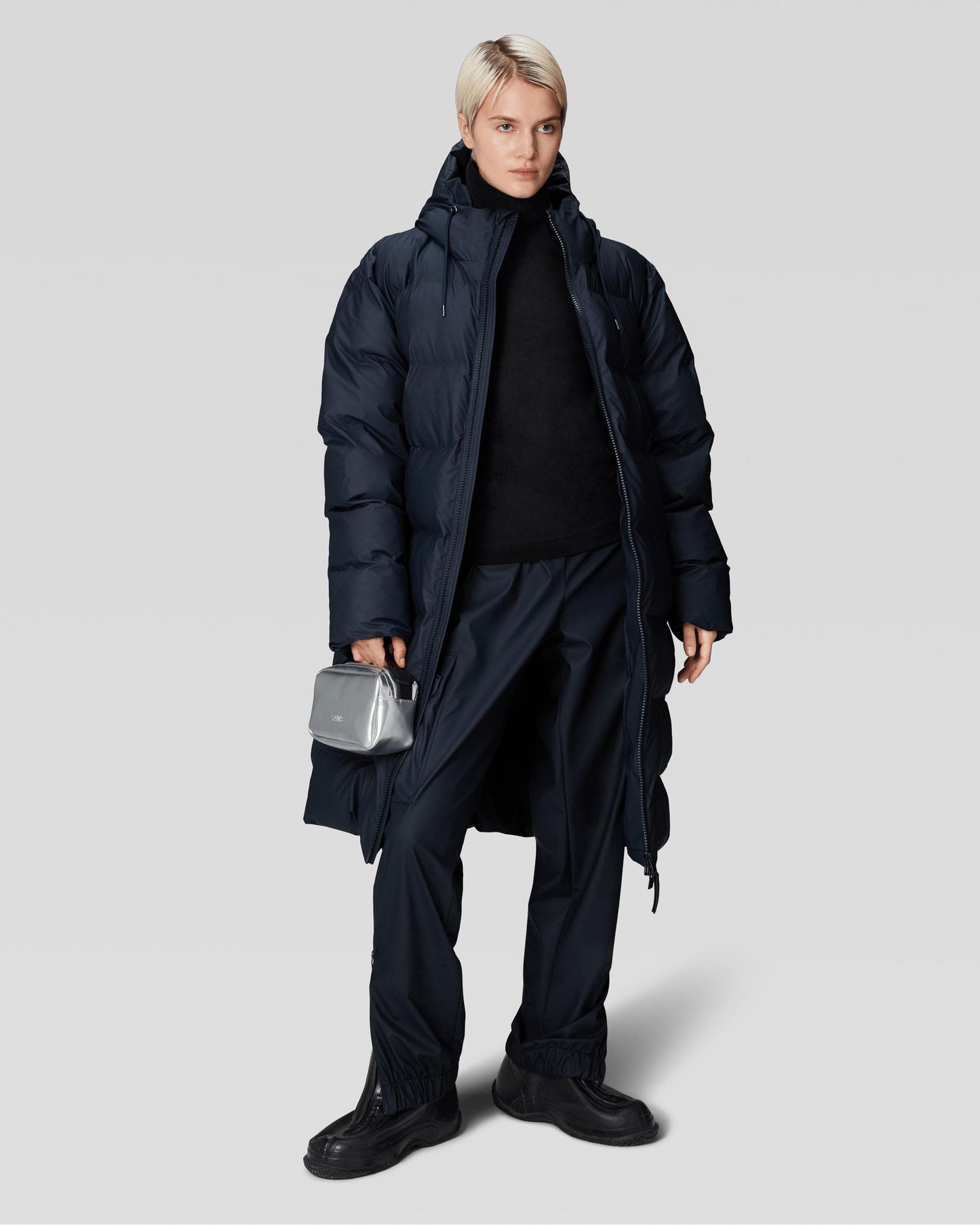 Rains Alta Long Unisex Puffer Jacket - 47 Navy