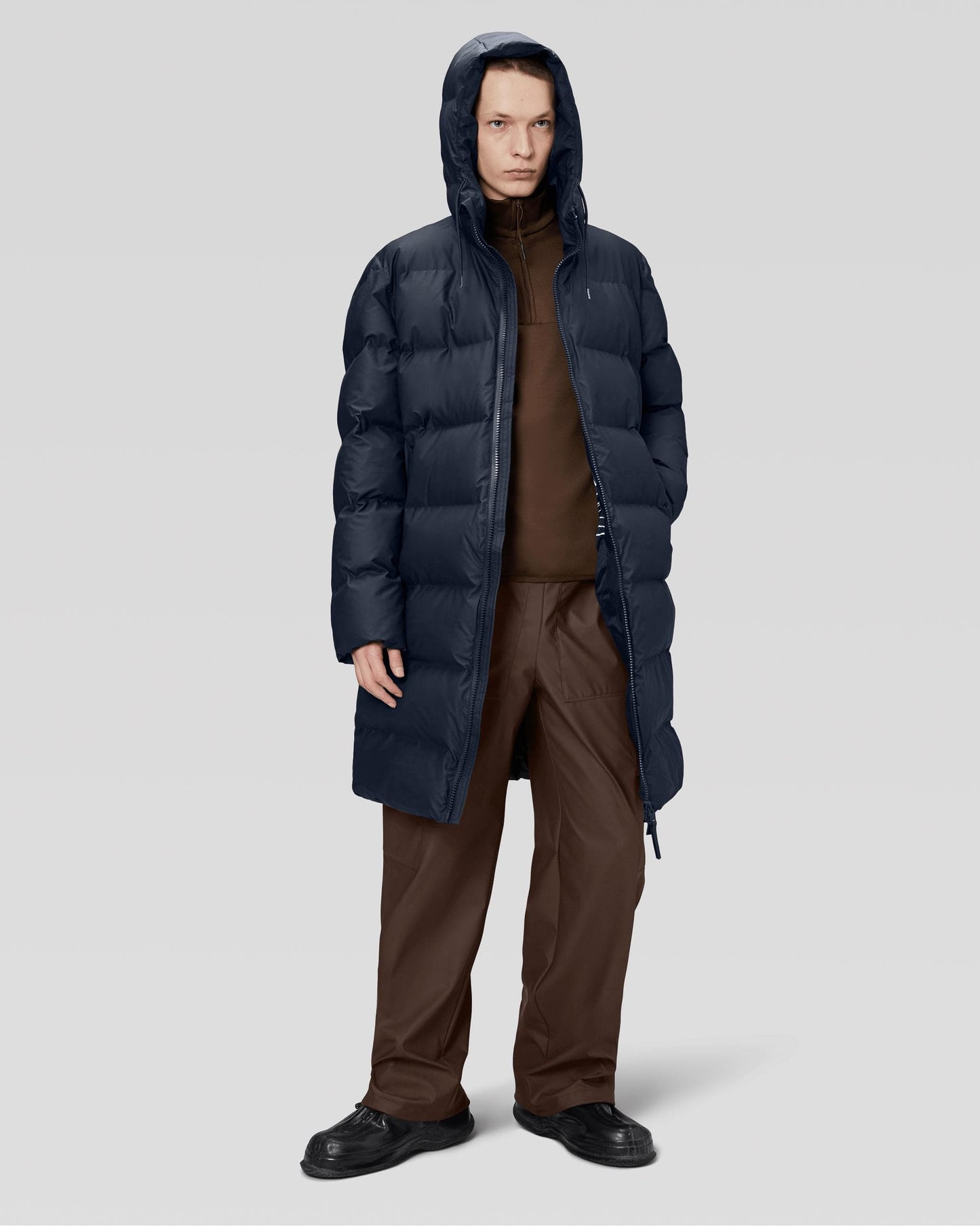 Rains Alta Long Unisex Puffer Jacket - 47 Navy