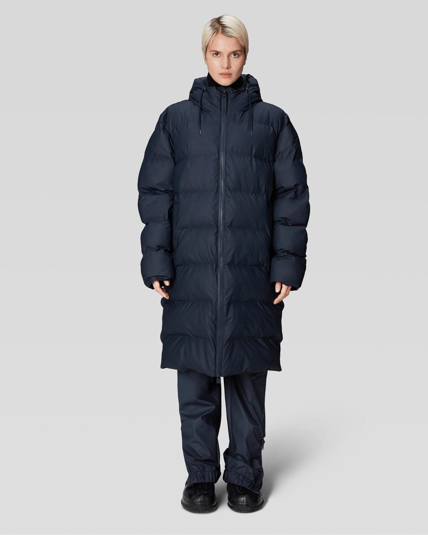 Rains Alta Long Unisex Puffer Jacket - 47 Navy