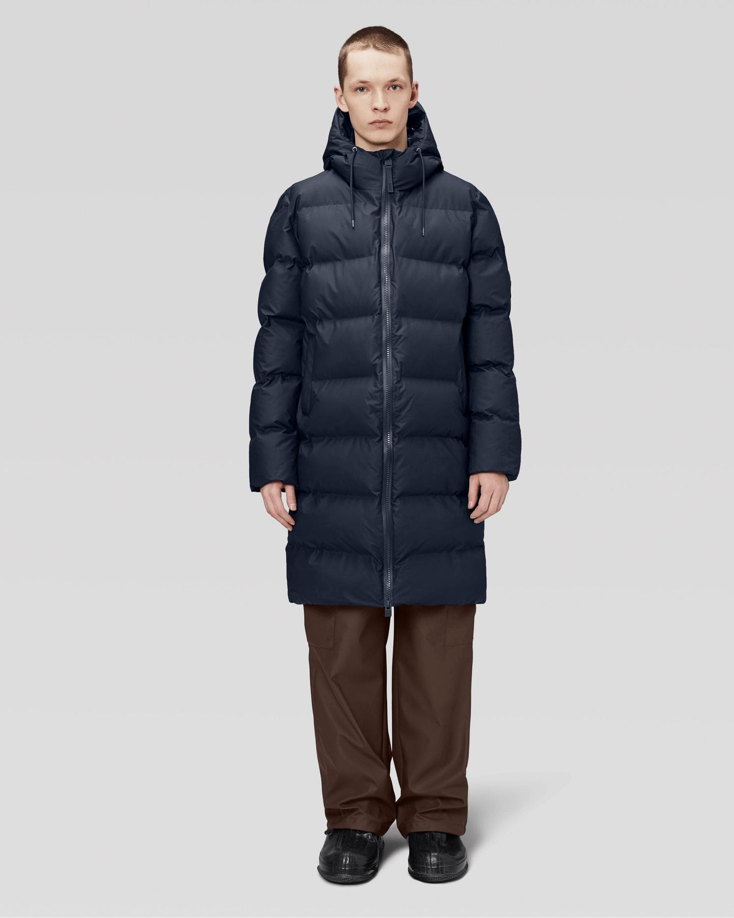 Rains Alta Long Unisex Puffer Jacket - 47 Navy