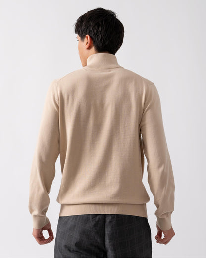 PS Paul Smith Mens Zip Neck Zebra Badge Sweater - 61 Medium Beige