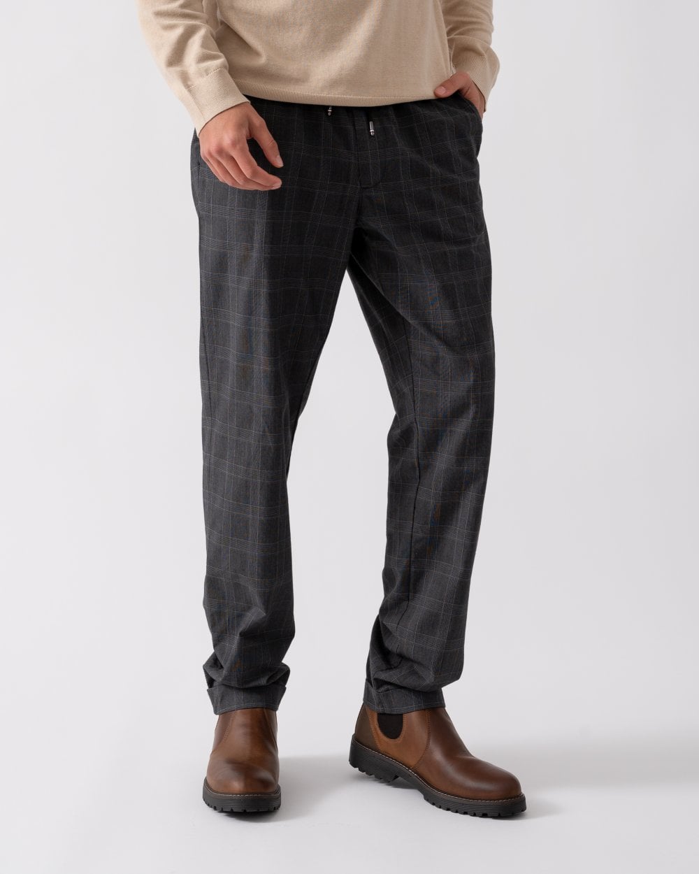 Tommy Hilfiger Mens Drawstring Waist Check Trousers