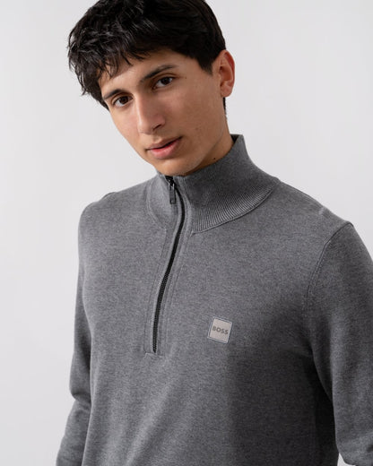 BOSS Orange Kanobix S Mens 1/4 Zip Jumper - Light/Pastel Grey 051