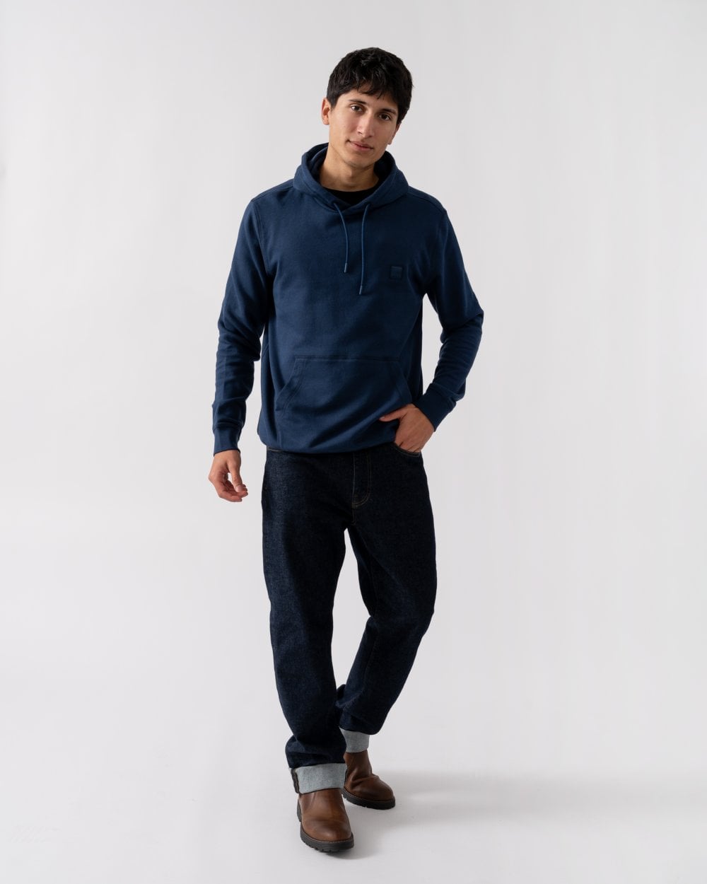 BOSS Orange Wetalk Mens Pullover Hoodie With Logo Patch - Open Blue 464
