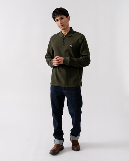 Belstaff Long Sleeved Mens Essentials Polo - Tile Green