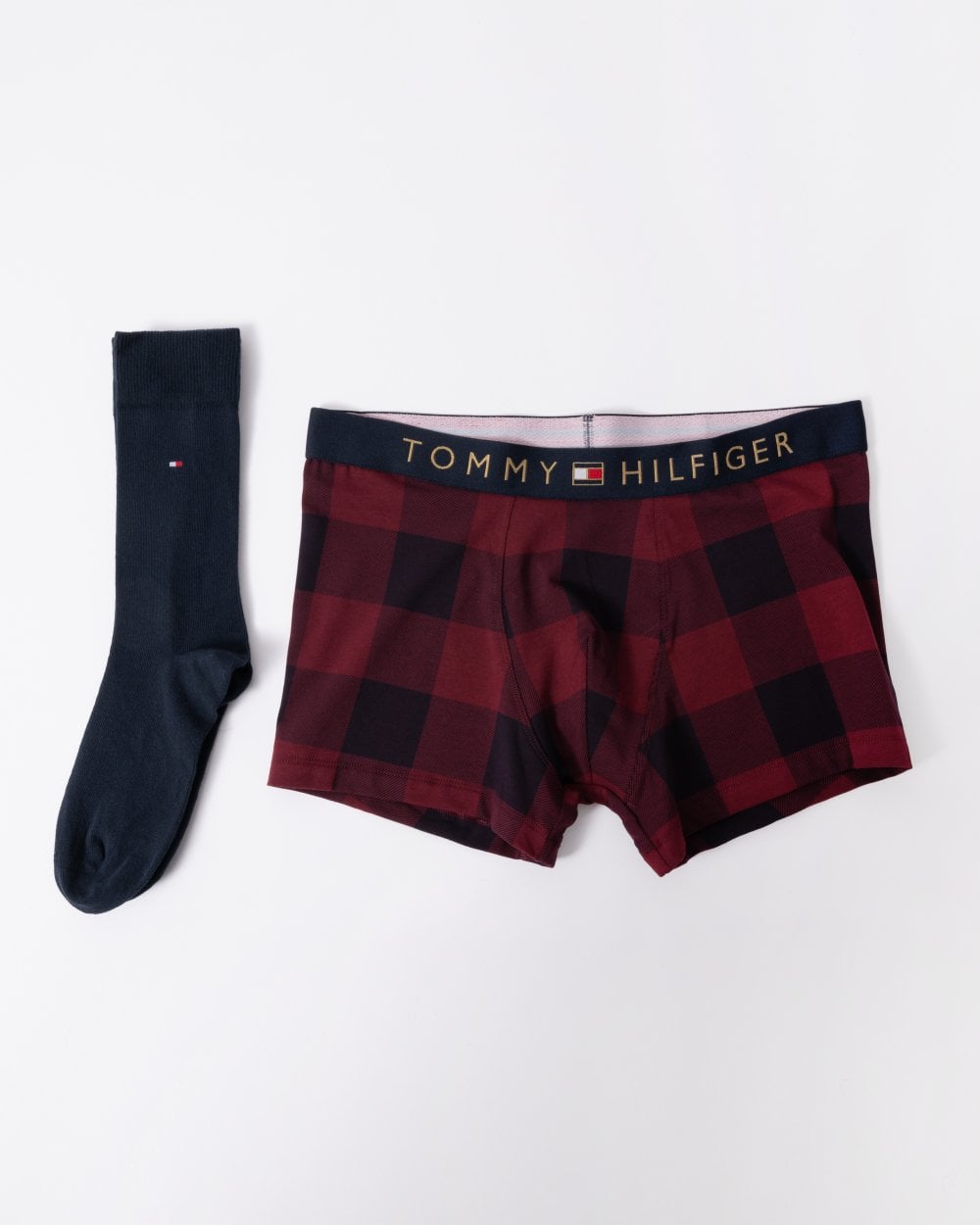 Tommy Hilfiger Tommy Hilfiger Mens Check Print Trunks & Socks Set