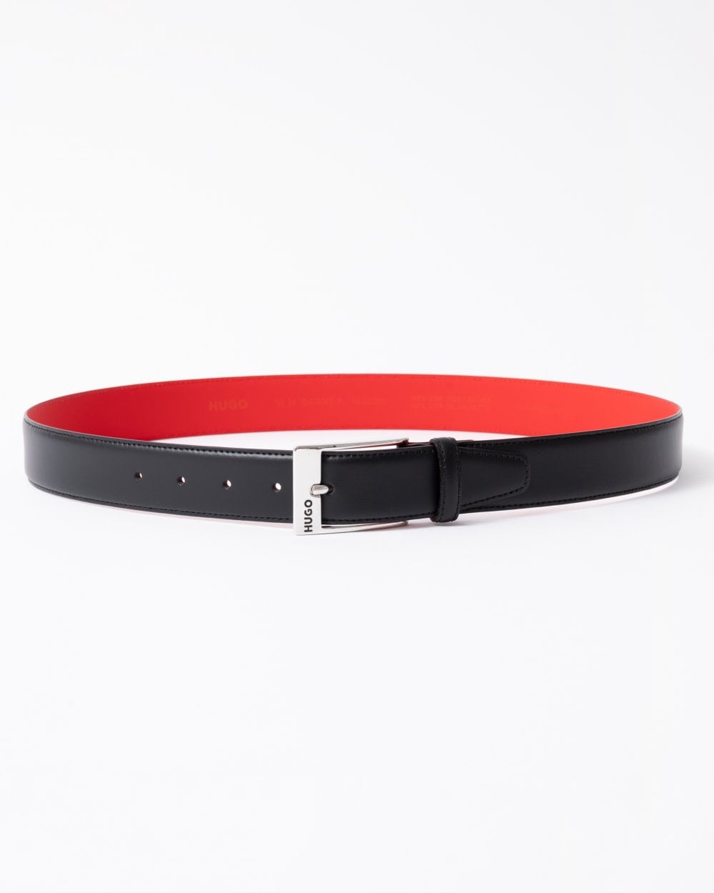 HUGO Barney Mens Italian-Made Belt in Smooth Leather with Logo Buckle
