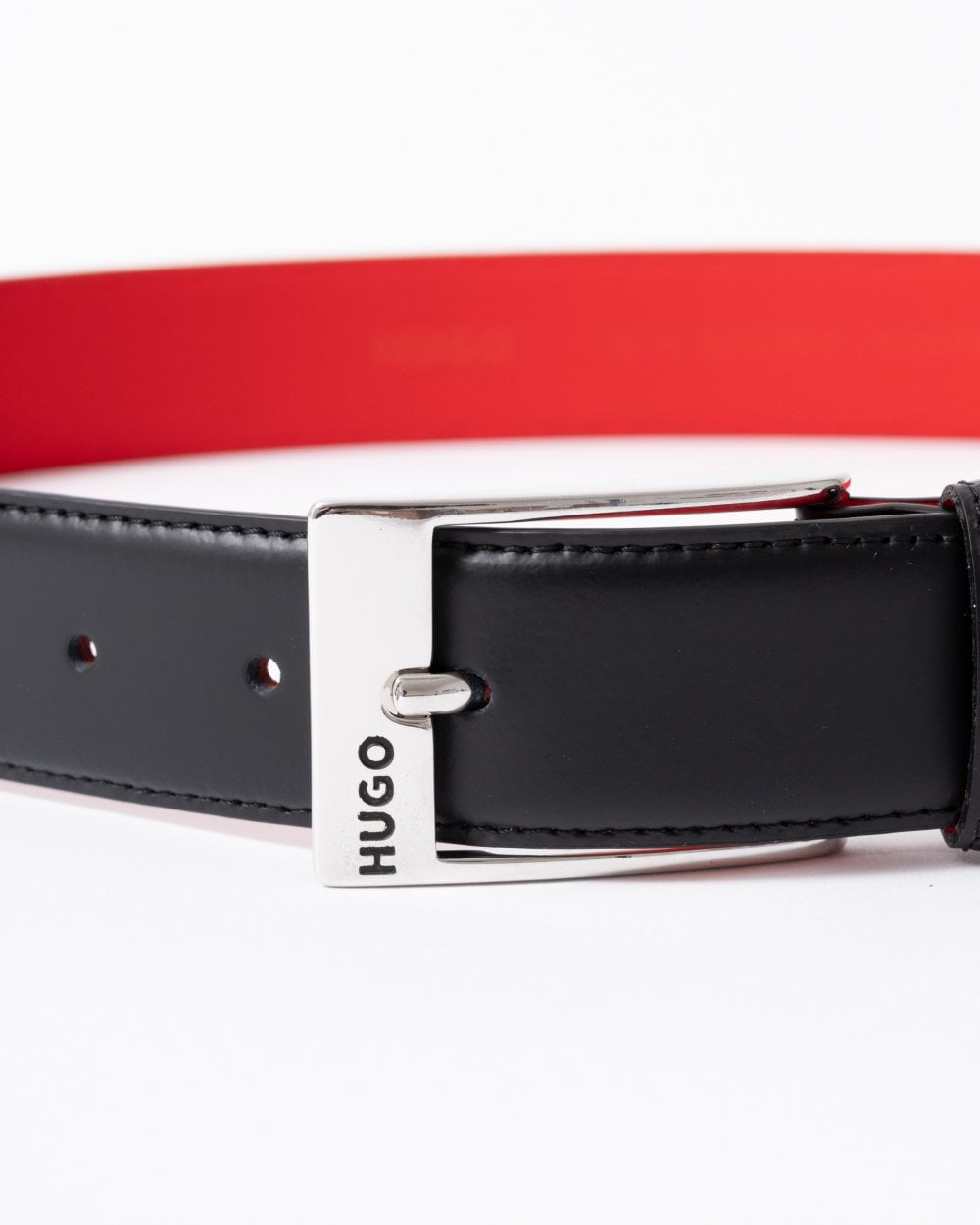 HUGO Barney Mens Italian-Made Belt in Smooth Leather with Logo Buckle
