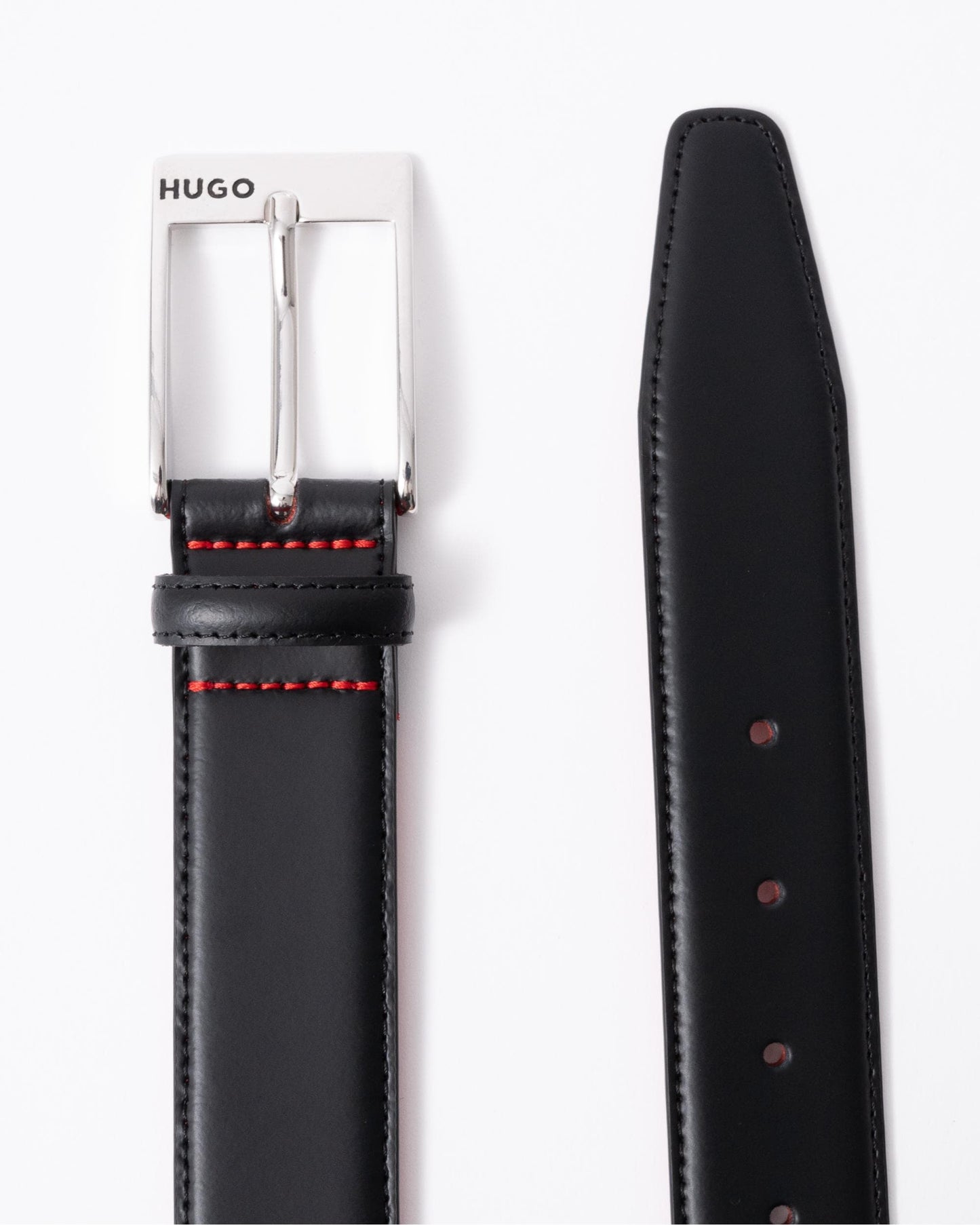 HUGO Barney Mens Italian-Made Belt in Smooth Leather with Logo Buckle