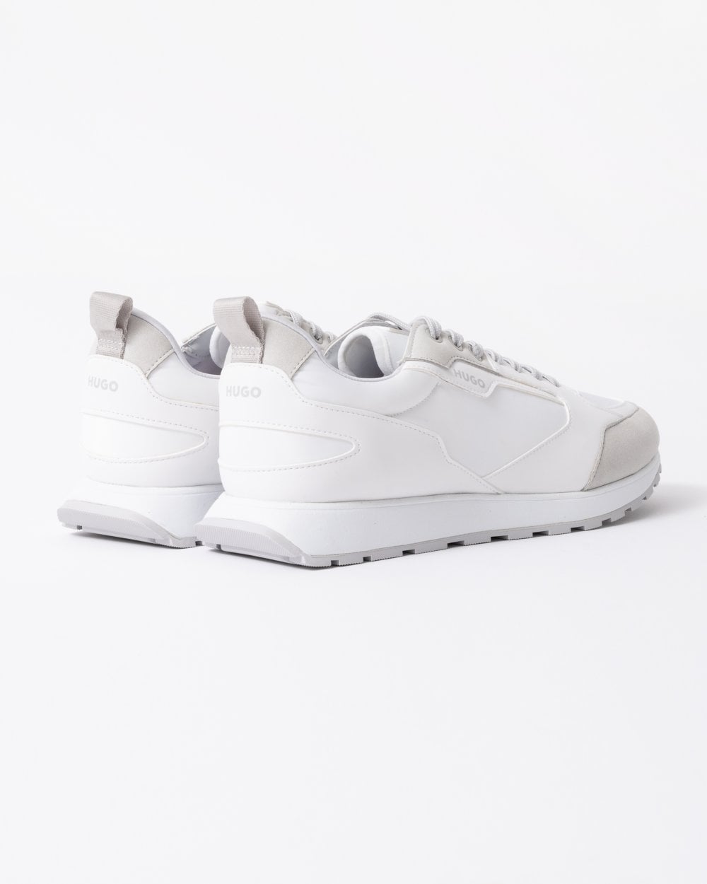 HUGO Icelin Runn Mens Mixed-Material Trainers with Branded Accents - Open White 121