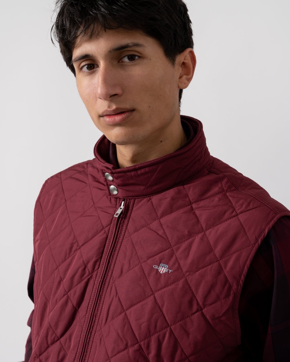 GANT Mens Quilted Windcheater Vest - 638 Wine Red