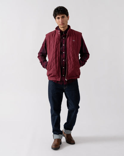 GANT Mens Quilted Windcheater Vest - 638 Wine Red