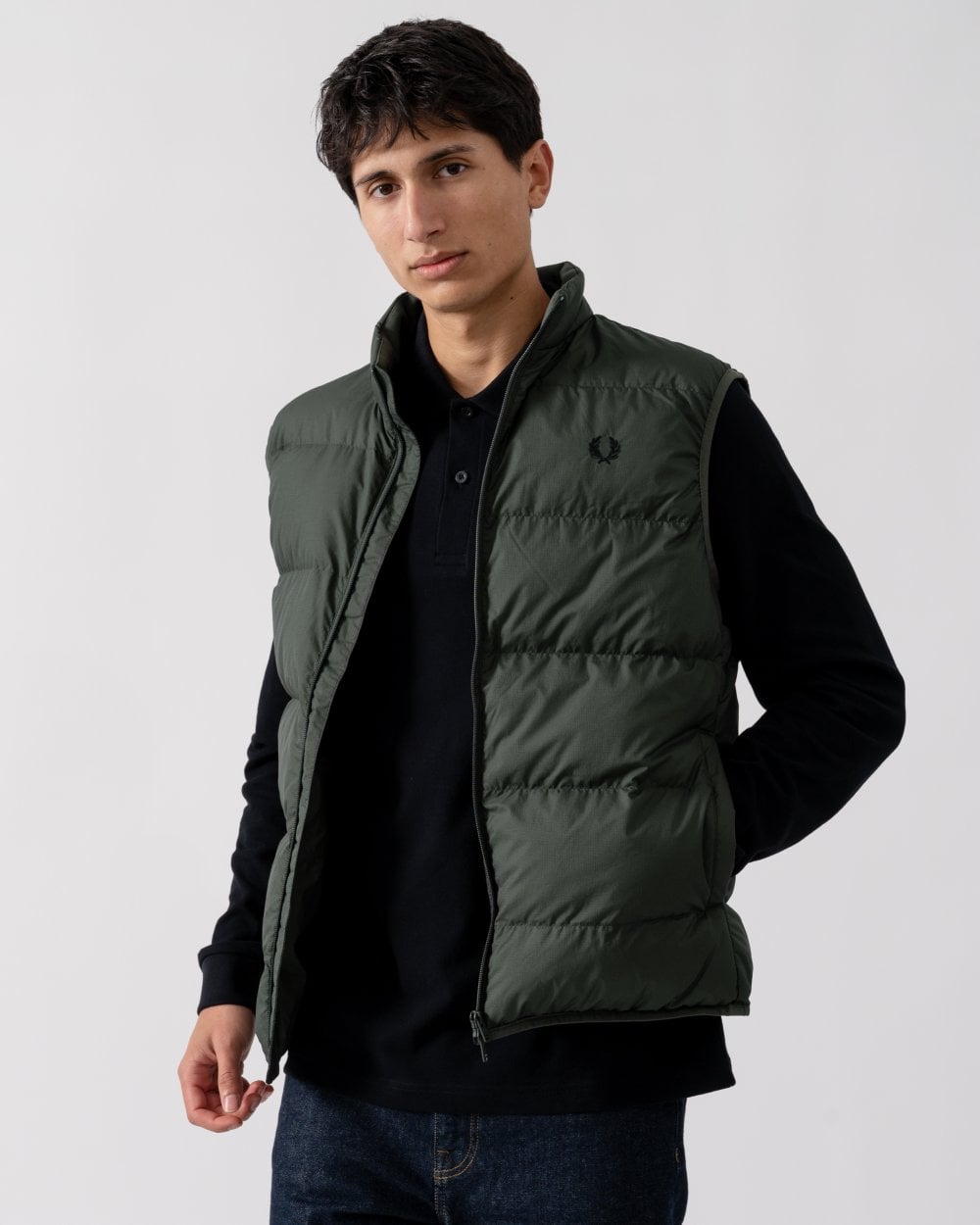 Fred Perry Mens Padded Gilet - Field Green 638