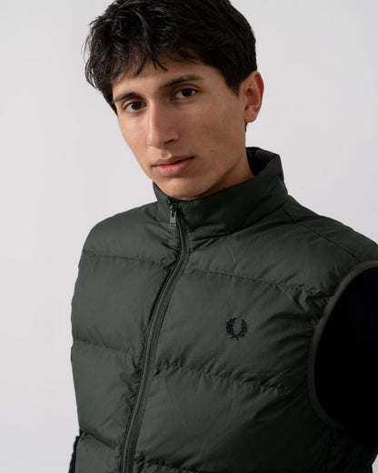 Fred Perry Mens Padded Gilet - Field Green 638