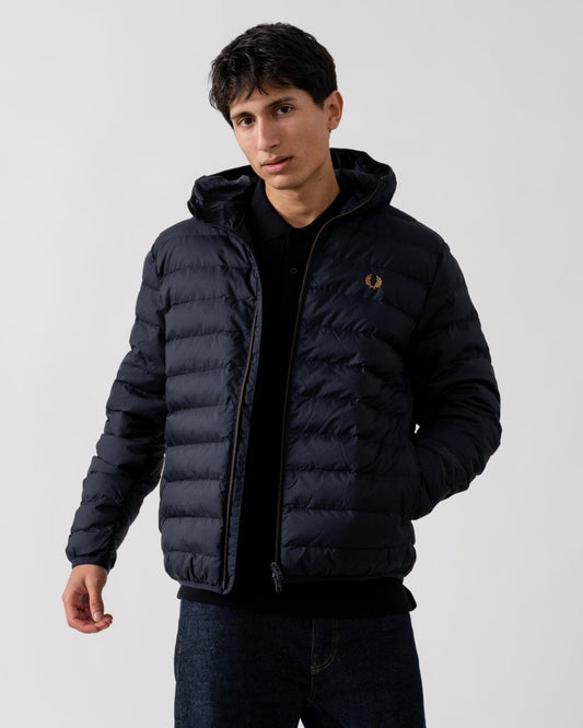 Fred Perry Mens Hooded Padded Jacket - Navy 608