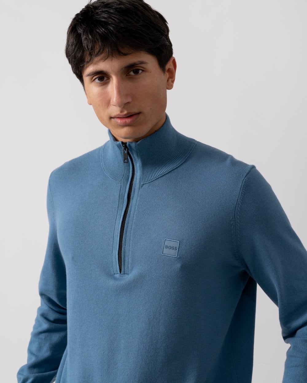 BOSS Orange Kanobix S Mens 1/4 Zip Jumper - Open Blue 472