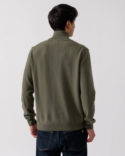 GANT Mens Superfine Lambswool Half Zip Cardigan - 301 Juniper Green