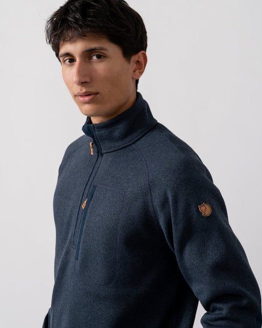 Fjallraven Ovik Mens Half Zip Fleece - Navy 560