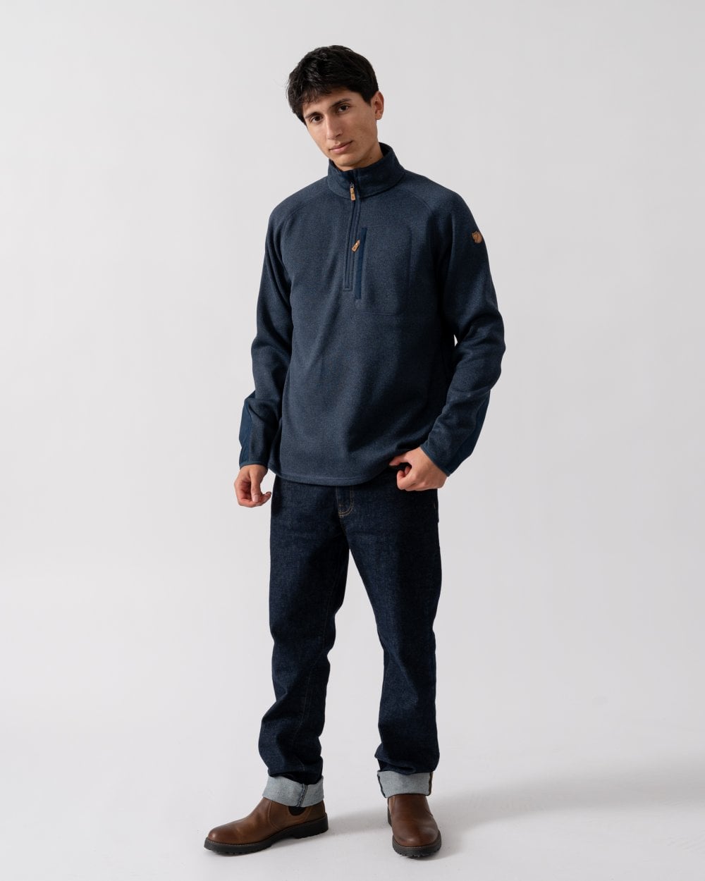 Fjallraven Ovik Mens Half Zip Fleece - Navy 560