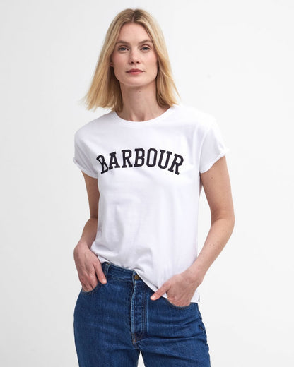 Barbour Northumberland Womens Short Sleeve T-Shirt - White/Navy