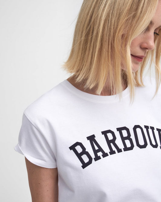 Barbour Northumberland Womens Short Sleeve T-Shirt - White/Navy