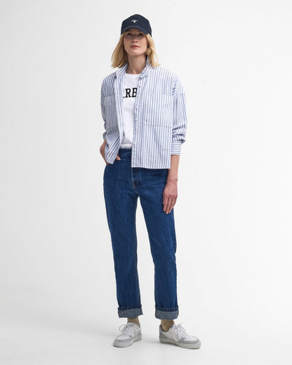 Barbour Northumberland Womens Short Sleeve T-Shirt - White/Navy