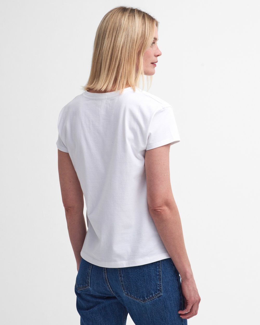 Barbour Northumberland Womens Short Sleeve T-Shirt - White/Navy