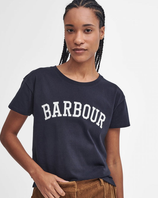 Barbour Northumberland Womens Short Sleeve T-Shirt - Navy/White